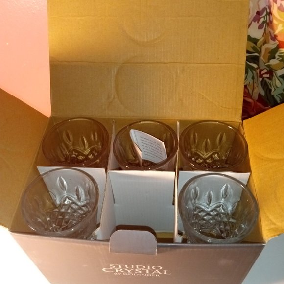 STUDIO FINE CRYSTAL 4 1/2 oz FOOTED CLEAR GLASSES BY GODINGER - Picture 12 of 12